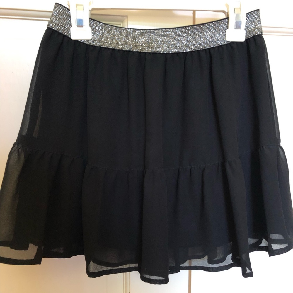 Black Sheer Ruffled Mini Skirt